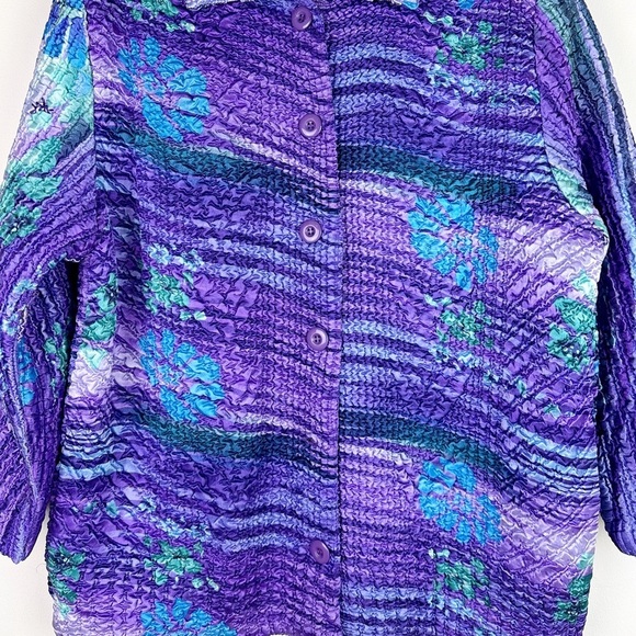 Vintage 80's Satin Quilted Crinkle Coat - Picture 2 of 8